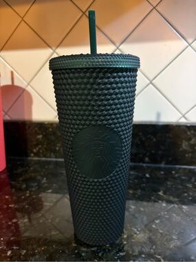 Starbucks Dark Green Studded Tumbler with Straw LIMITED EDITION CHRISTMAS COLOR